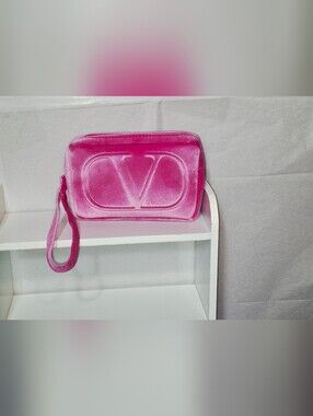 Valentino Beauty Pink Velvet Cosmetic Pouch - NWOT
